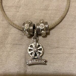 Brighton  Illinois charm with two crystal beads as